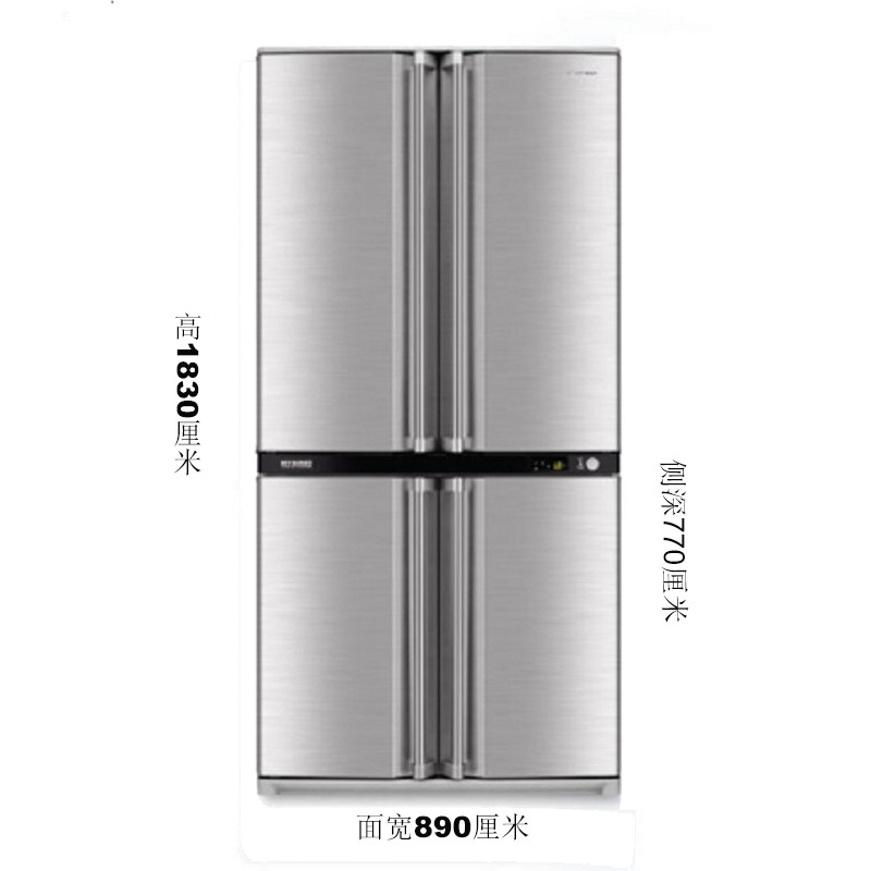 夏普(SHARP)605升 原装进口家用十字对开门大容量冰箱 纳米除臭 静音 高效节能 SJ-F77PV-SL 银