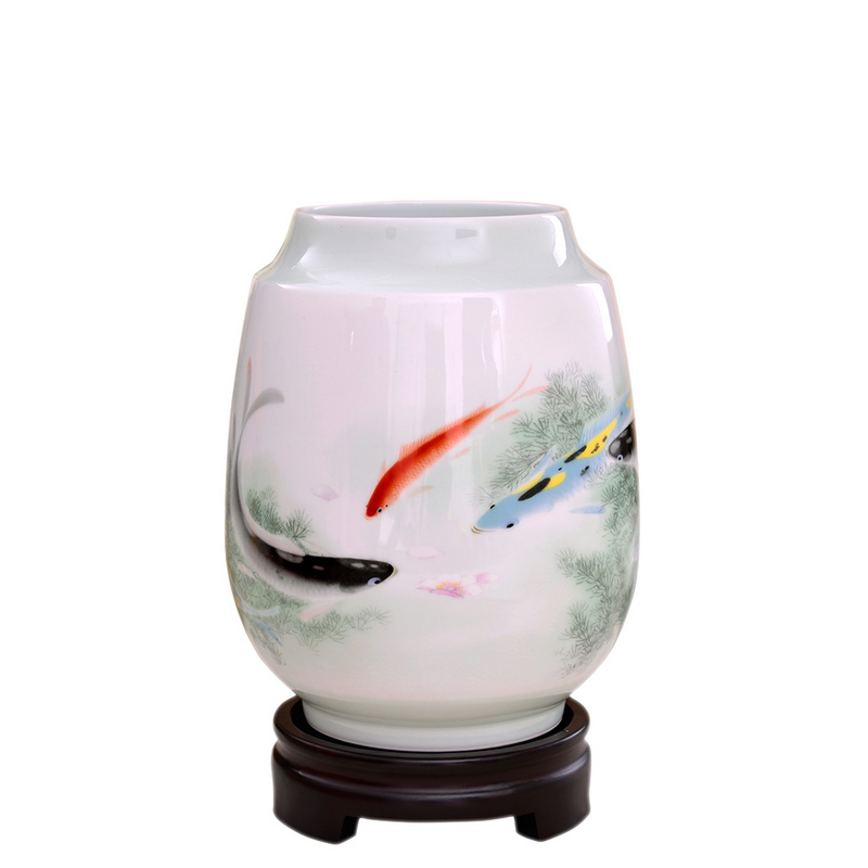瓷拍景德镇陶瓷花瓶摆件工艺品年年有余五鱼图家居装饰搬家礼物视频