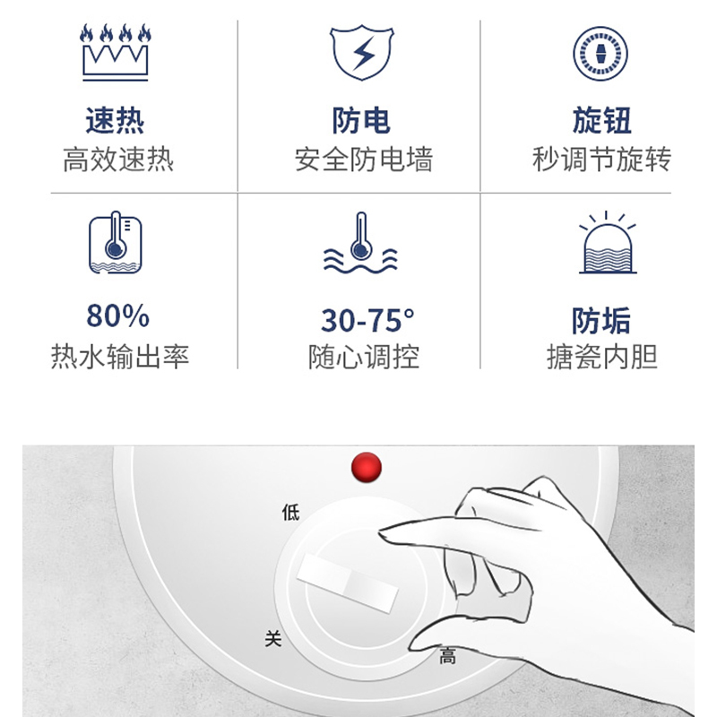 Hisense/海信电热水器40升 2000W大功率大容量节经济调温家用租房沐浴速热安全防电墙储水式DC40-W1311