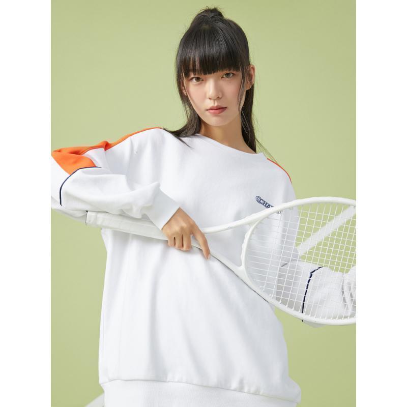 [1件5折价:104.5]美特斯邦威卫衣女秋冬新款休闲宽松圆领撞色拼接运动女士上衣