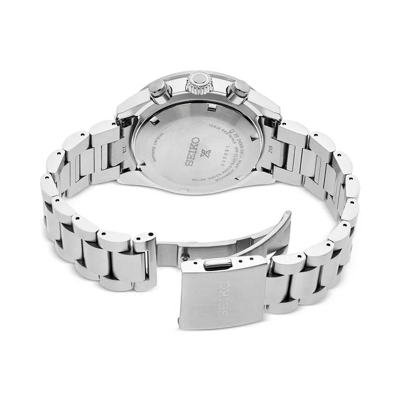 男士太阳能计时红圈白盘不锈钢腕表41mm防水运动手表高清大图