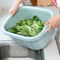 双层洗菜盆塑料沥水篮子漏盆淘米神器菜篮淘菜盆家用厨房洗水果盆收纳篮