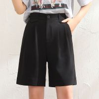 2021新款短裤女夏宽松雪纺五分裤女直筒阔腿裤高腰百搭休闲四分裤 黑色 M 建议95-105斤
