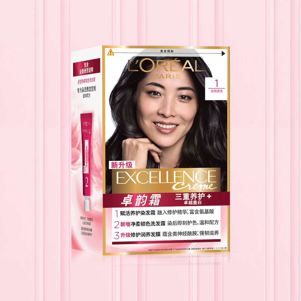 欧莱雅(L’OREAL)卓韵霜赋活养护染发霜1号(自然黑色)染发剂(新老包装随机发货)高清大图