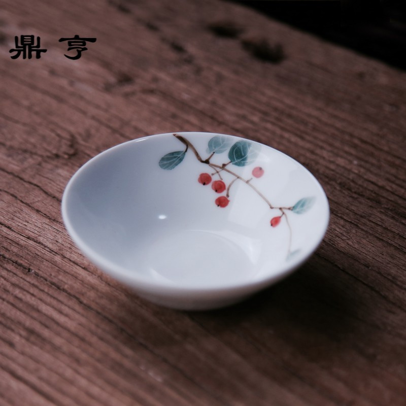 鼎亨原创手绘青花陶瓷餐具多用碟子景德镇中式咸菜小圆碟家用醋碟