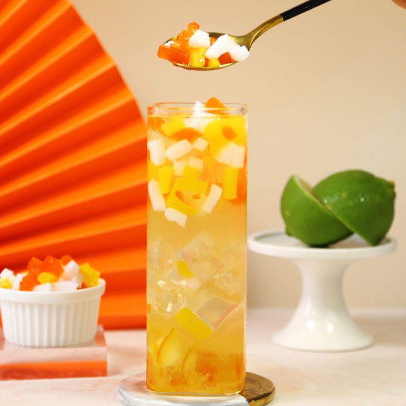 集饮蒟蒻三色水晶果奶茶店专用原料刨冰冰粥配料彩色椰果粒椰果集饮