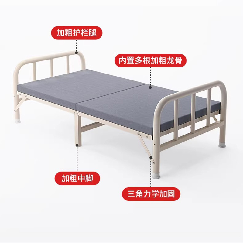 折叠床单人床家用铁架床办公室午休神器折叠小床出租房专用铁艺床高清大图