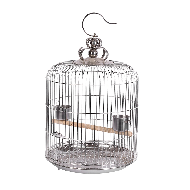 米妮不锈钢鸟笼圆形大小号虎皮玄凤鹩哥八哥画眉专用鸟笼子金属群鸟笼