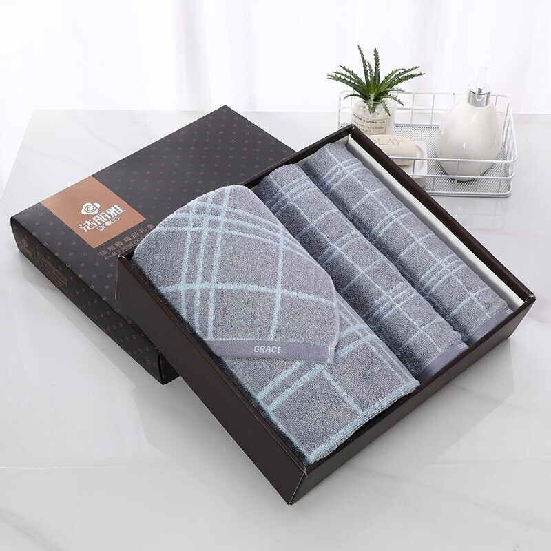 洁丽雅毛巾礼盒装3件套纯棉柔软吸水家用成人男女洗脸酒店毛巾节日
