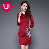 中年女秋装2018新款婚礼妈妈装连衣裙结婚宴会婆婆装婚庆礼服裙子
