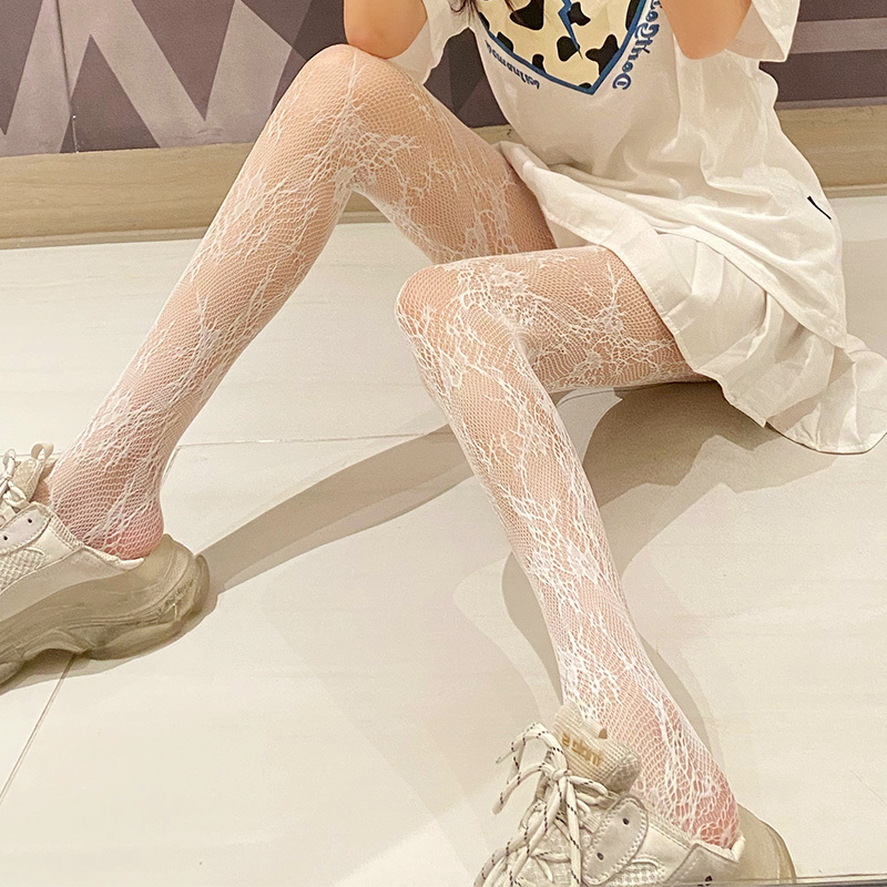 夏季白丝日系jk蕾丝袜洛丽塔连裤袜白色渔网袜可爱lolita