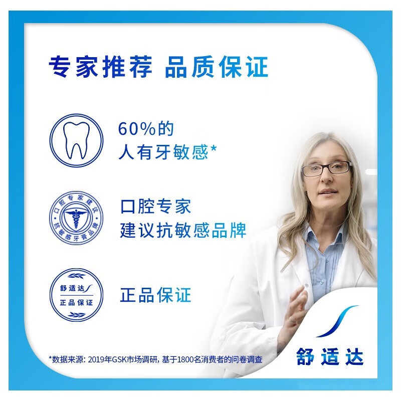 舒适达牙龈护理抗敏感牙膏180g*2支含氟防蛀固齿抑牙菌斑呵护牙龈高清大图
