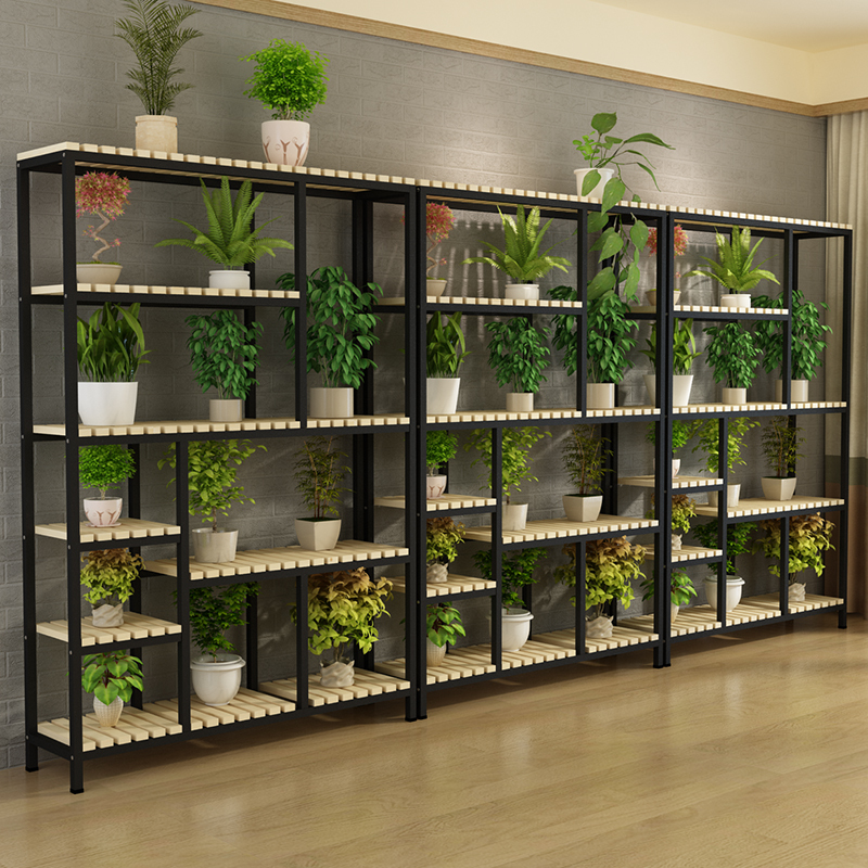 花店展示架货架碳化花架实木铁艺客厅多层落地式室内多肉架多功能