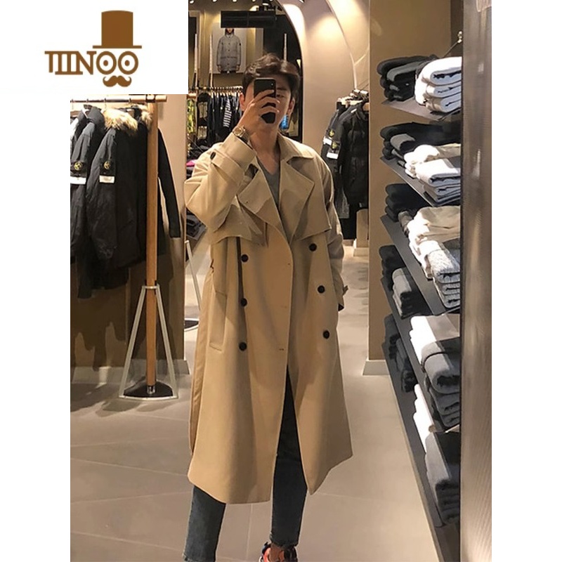 YANXU肯辛顿风衣男中长款巴尔马肯教父外套痞帅马嘉同款文职大衣高清大图