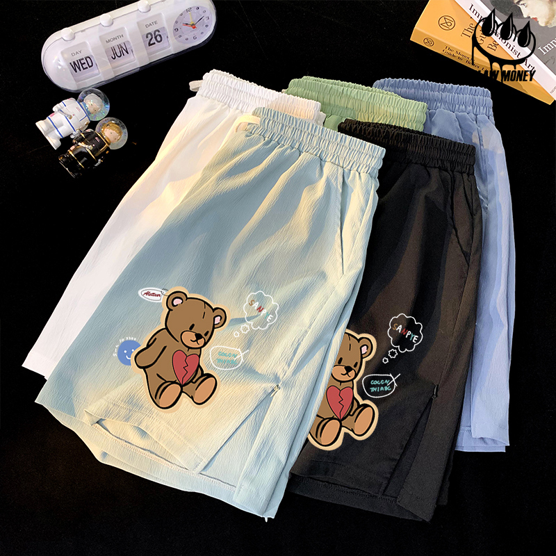 Claw money夏季帅气宽松短裤男港风休闲运动五分裤学生中裤沙滩裤