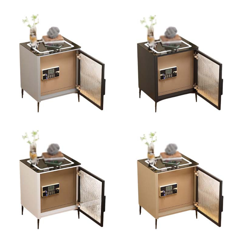 铭威盾钢制智能床头柜保险箱家用一体现代多功能指纹无线快充简约床头柜纯钢+玻门+保险柜常规