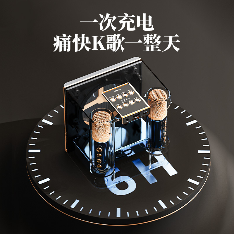 讯迪家庭ktv话筒音响一体麦克风k歌套装家用唱歌机音响卡拉ok设备唱k神器连接电视版声卡无线蓝牙全民专用