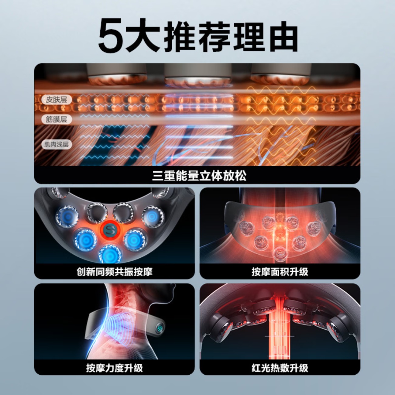 SKG中秋节礼物新品颈椎按摩器物理推揉脉冲热敷脖子肩颈智能护颈按摩仪高档实用生日礼品送爸妈男女友 G7Pro尊贵月光色[高清大图