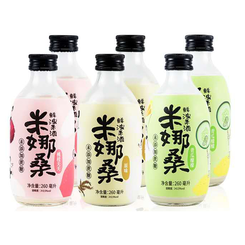 倾沁米娜桑米酒饮料260ml*6三个口味桂花米露糯米酒微醺米酿精酿果酒酒酿