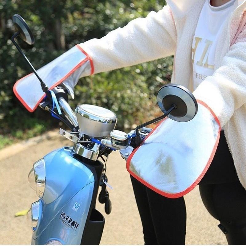 电动车防晒手套夏天摩托车把套防水防紫外线遮阳踏板车护手套男女 天蓝色包边 手套1对