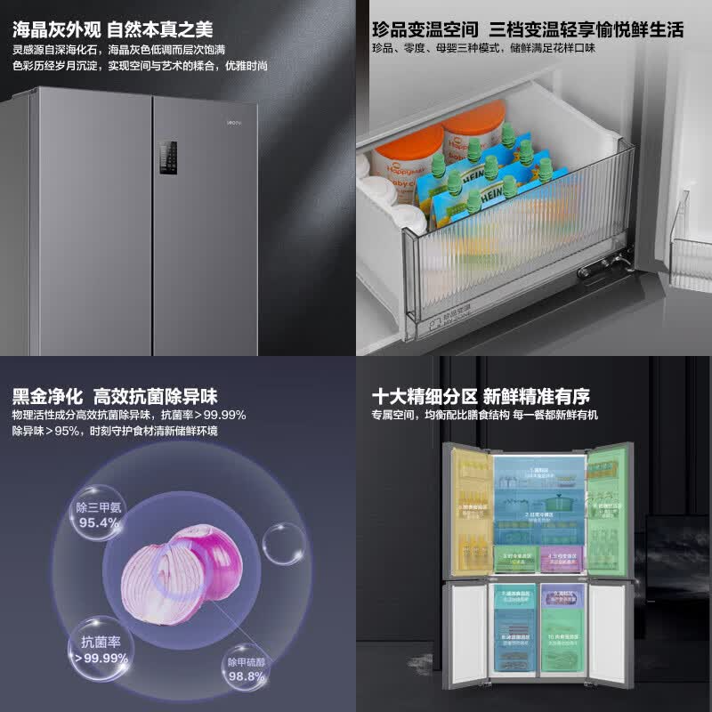 统帅冰箱海尔出品539L十字对开门冰箱大容量风冷无霜一级双变频家用 干湿分储LTD-560WS9U1 539升高清大图