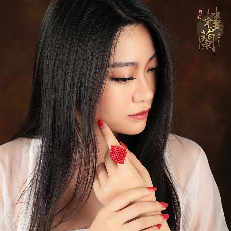 原创手工编织红绳中国结中国风戒指复古民族风首饰品女送女朋友老婆生日礼物送女朋友七夕情人节礼物
