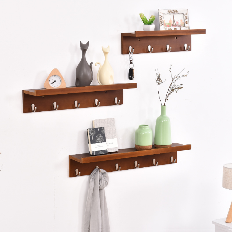汐岩创意衣帽架壁挂实木家用简约经济型衣架子玄关衣架卧室墙上挂衣架高清大图
