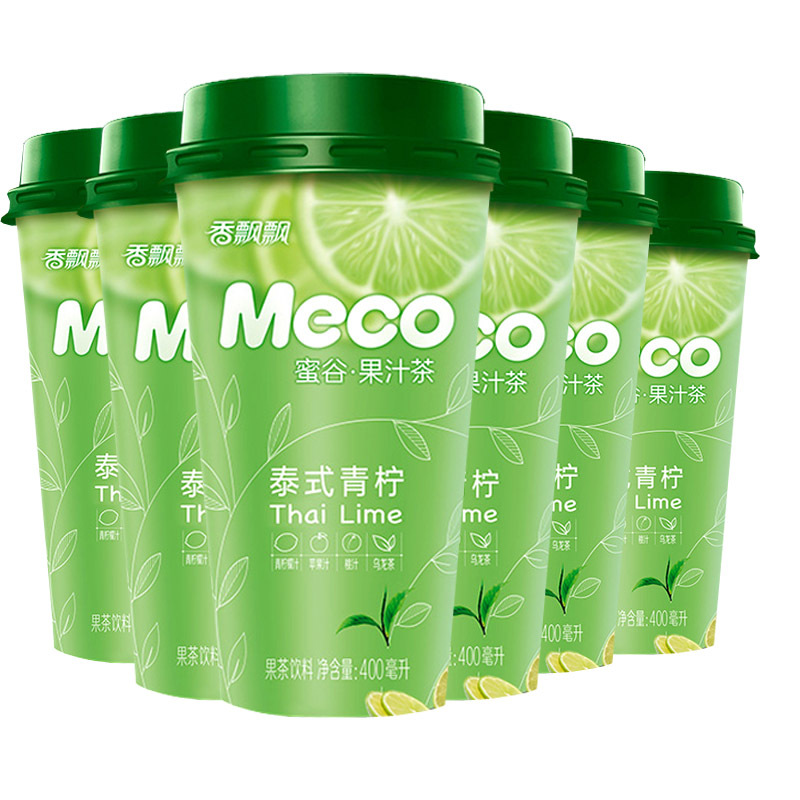 泰式青柠6杯 香飘飘奶茶meco蜜谷果汁茶 果味冲饮泰式青柠味400ml 果汁茶6杯装