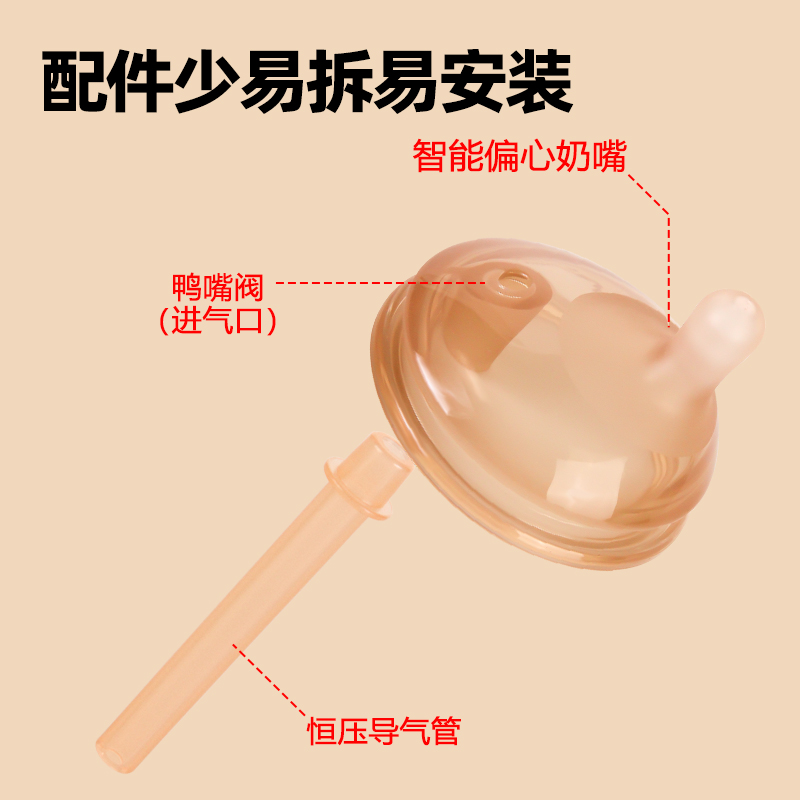 (L号(3孔)单个装 适合6个月以上)适配世喜偏心导气管奶嘴防胀气大棕色7.2厘米口径奶瓶高清大图