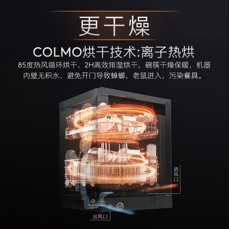 COLMO 星图系列洗碗机G33灰 嵌入式洗碗机15套大容量 洗消一体 四星消毒 一级水效 7天鲜存 离子净杀菌