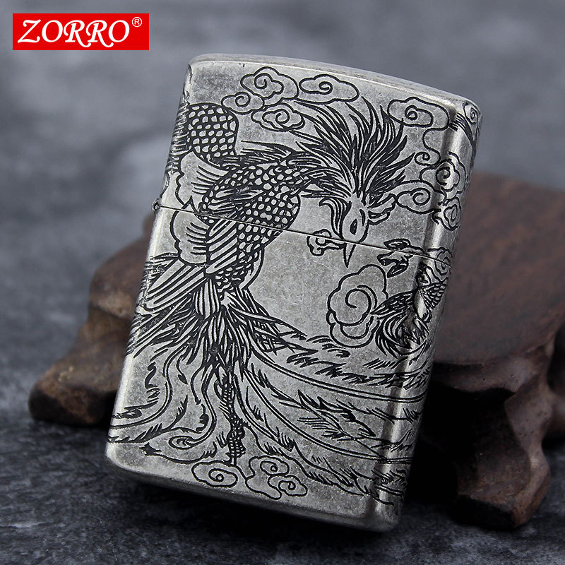 zorro佐罗煤油打火机 铜壳煤油 五面手工复古 个性创意防风火机送礼男高清大图