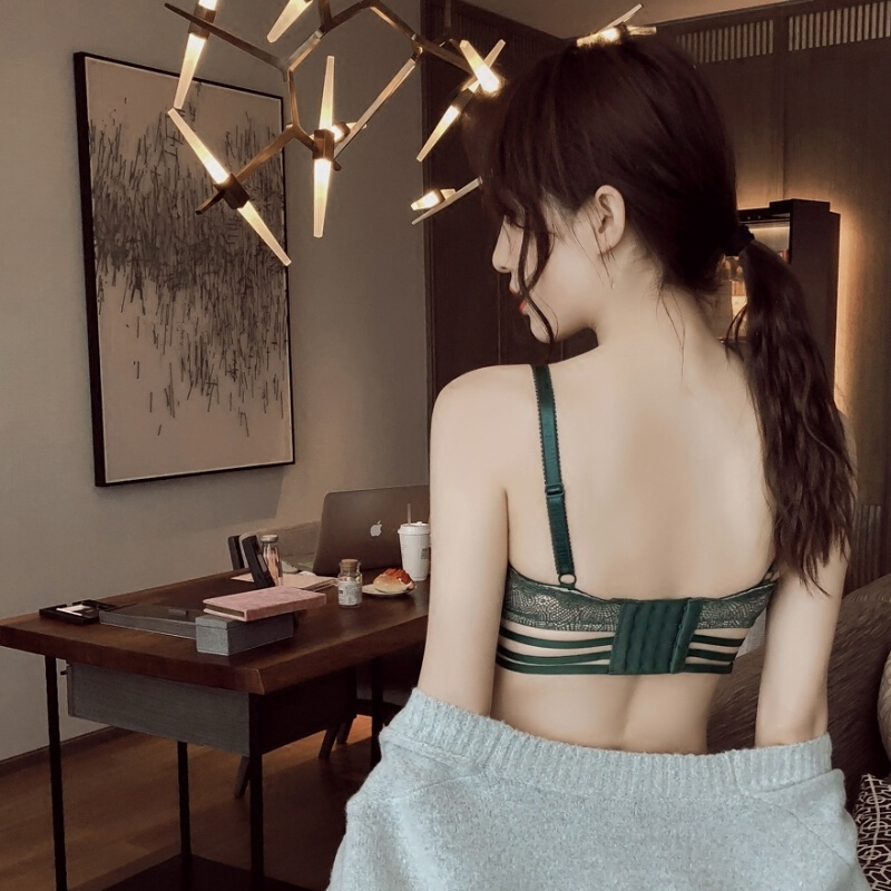 荷韵阁2018春季新品无钢圈文胸套装性感绑带聚拢整收副乳内衣女
