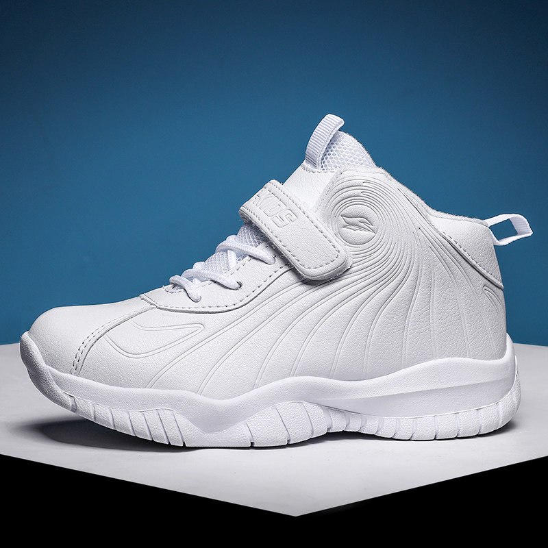 儿童篮球鞋2021秋款网面透气小学生白色球鞋中童男孩运动小白鞋