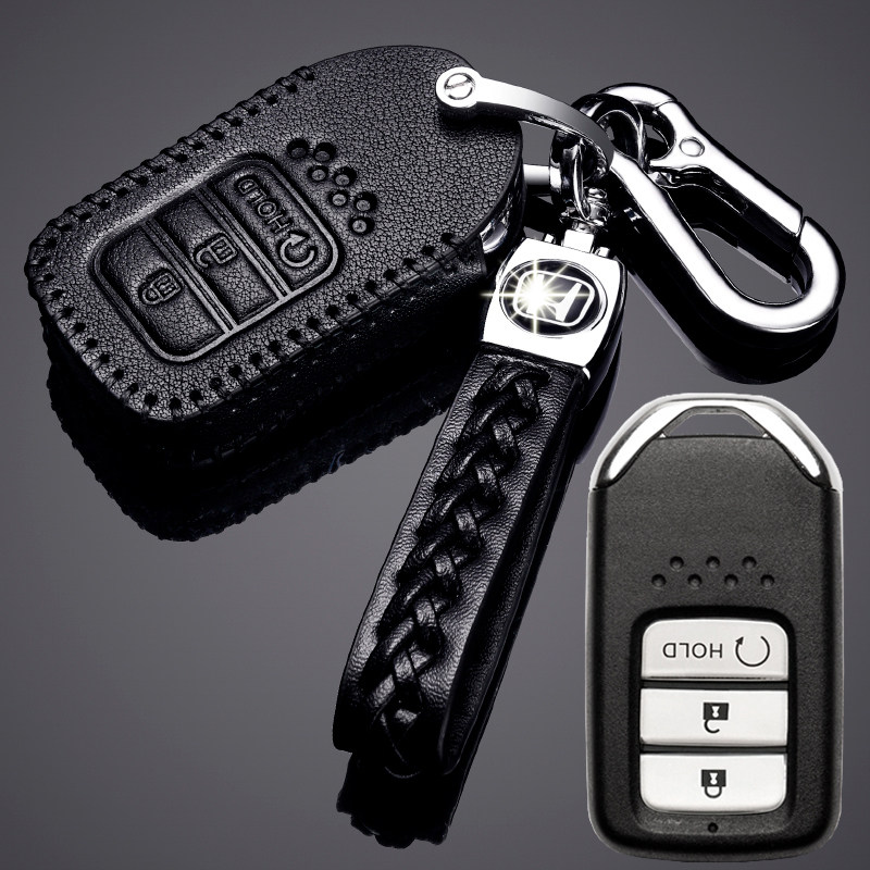 【补贴10%】本田皓影钥匙套真皮广汽本田皓影专用2020款浩影汽车钥匙包扣20款汽车钥匙包 本田H款黑色+绳扣（智能三键）