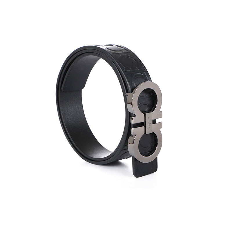 Ferragamo 菲拉格慕腰带 男士黑色牛皮压花板扣式皮带黑色 95CM 679169 0587182