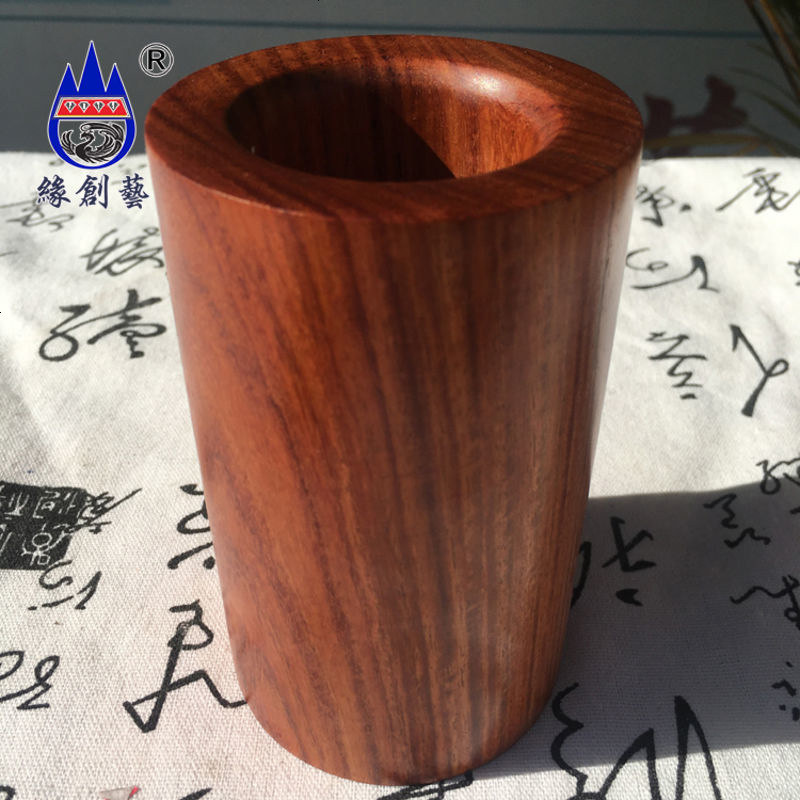 红木笔筒缅甸花梨整木实木大果紫檀摆件办公桌收纳笔插