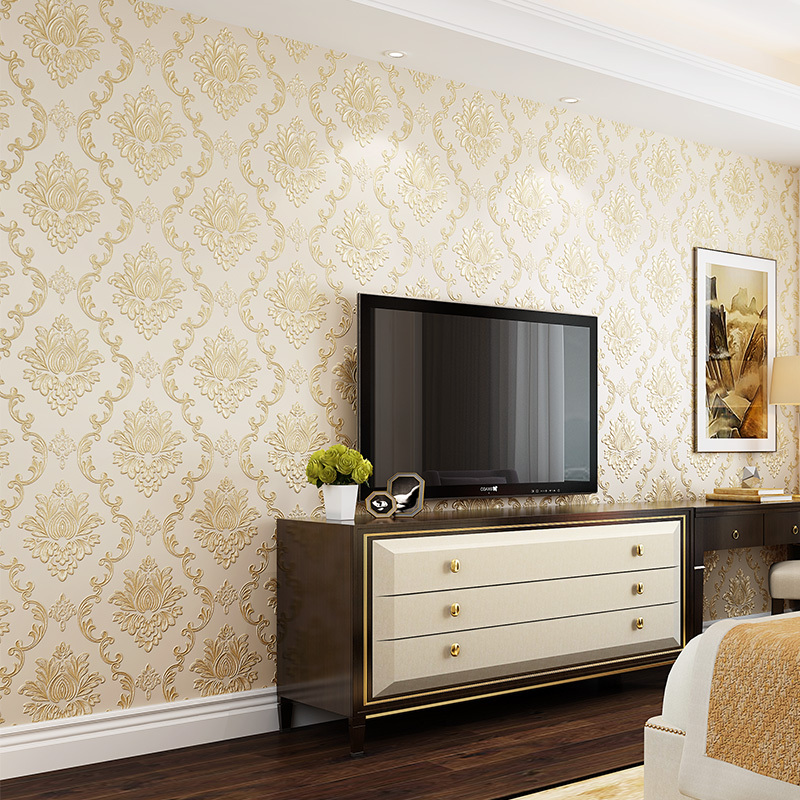 壹德壹墙纸/墙布 欧式无纺布 加厚3d立体精压卧室客厅背景墙纸 环保