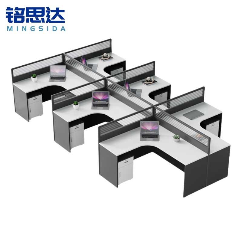 铭思达屏风办公桌出字型六人位含柜套高清大图