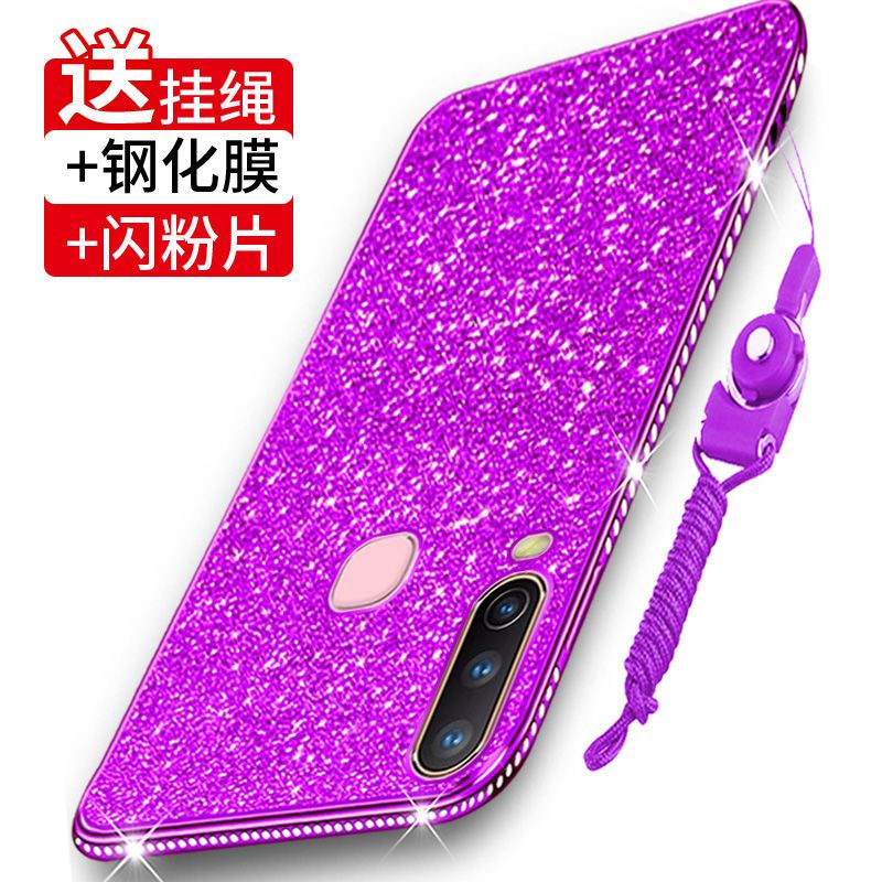 vivoY3手机壳闪粉vivoy3硅胶套镶钻vivov1901A软套vivoV1901T新款 闪粉-紫-裸壳+挂绳 vi