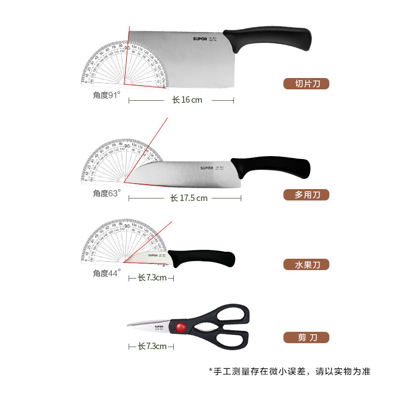 苏泊尔(SUPOR) 刀具套装5件套菜刀切片刀水果刀剪刀套装 T0924K高清大图