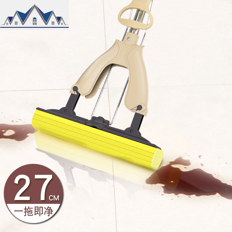 对折式胶棉拖把挤水海绵拖把夹拖免手洗吸水拖把海绵拖布27胶棉头 三维工匠高清大图