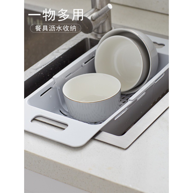 水置物架厨房沥水篮碗架可伸缩水池洗碗放碗筷碗碟池收纳洗菜盆收纳层架 三维工匠高清大图