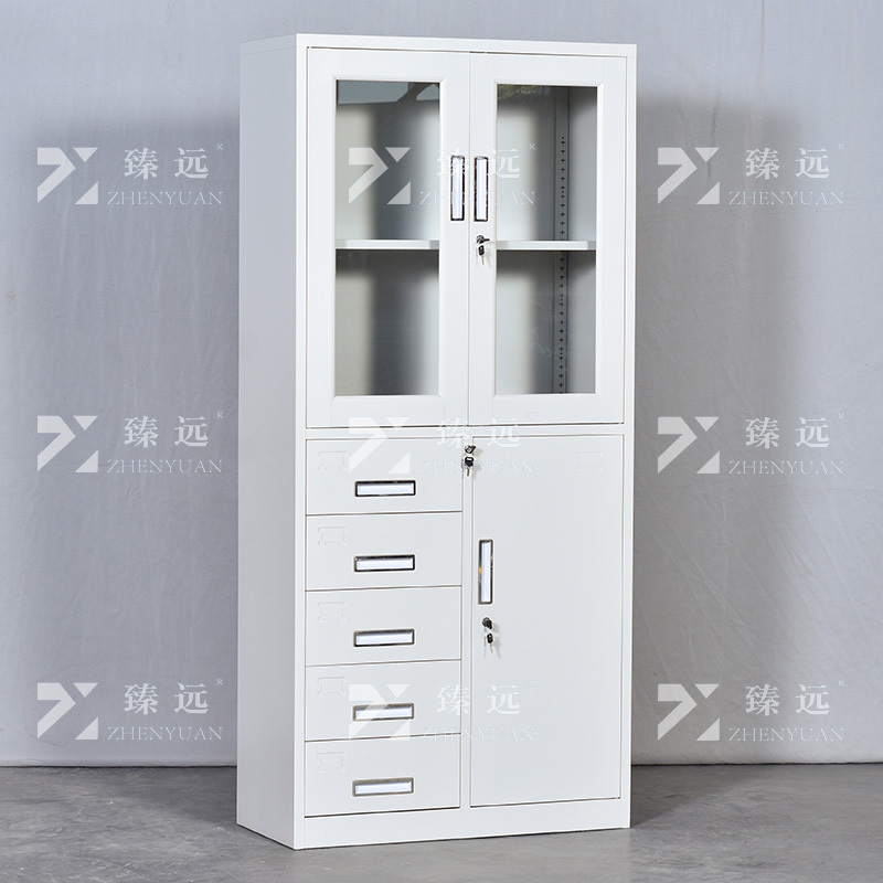 臻远ZY5011008钢制矮柜抽屉柜多抽资料柜储物收纳柜 偏五斗器械柜