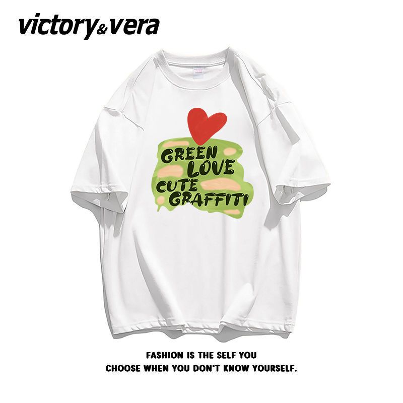 VICTORYVERA洋气清新可爱短袖t恤夏季100%纯棉甜辣盐系学院风半袖