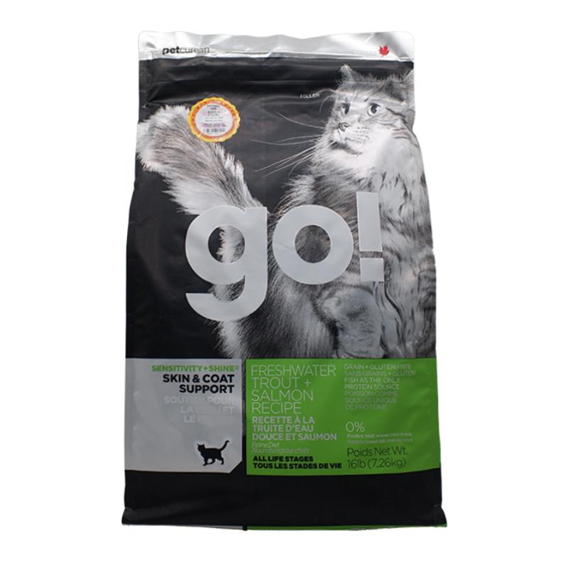 Petcurean Go! 低敏美毛系列无谷三种鱼全猫粮16磅 加拿大进口天然猫粮