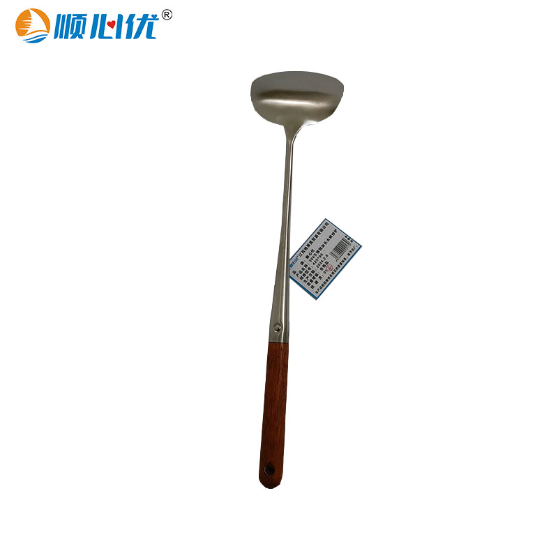 顺心优 304不锈钢加长木柄炒铲 425*96/把高清大图