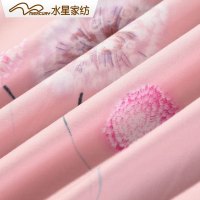 水星(MERCURY) 家纺绗缝磨毛纯棉四件套全棉双人加厚保暖秋冬 1.8床瑰英静晓 床上用品 紫色 1.5m床