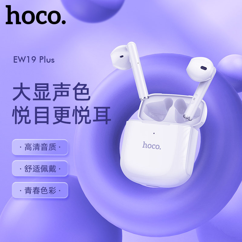 浩酷(HOCO)EW19plus TWS真无线蓝牙耳机 解控降噪 音乐通话迷你入耳式适用苹果安卓华为通用