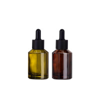 现代玻璃精华滴管瓶茶色避光分装瓶60ml 10个装