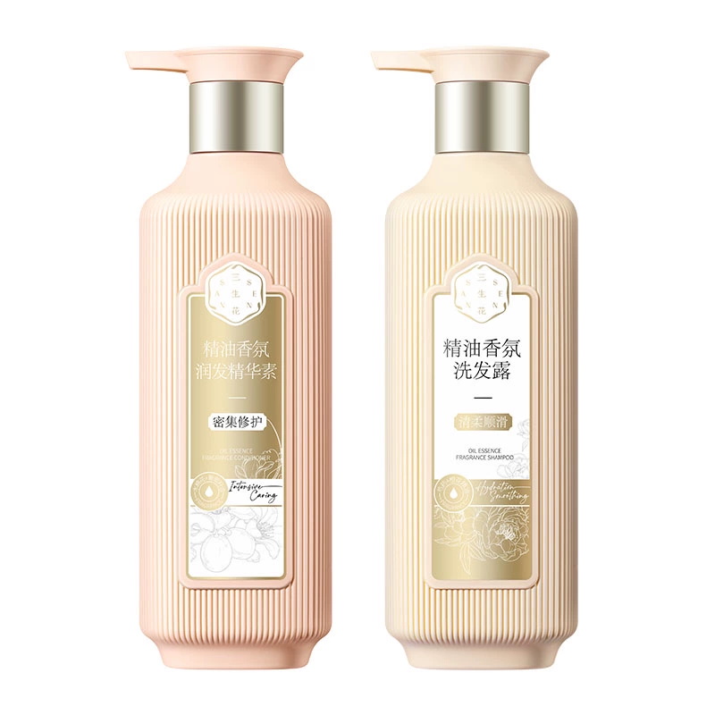 (PECHOIN)百雀羚三生花洗发水护发素 三生花精油香氛洗护套装 清柔顺滑洗发露500ml+精华素500ml